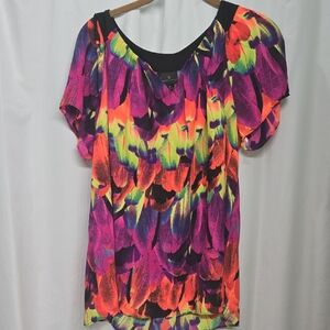 Worthington Neon Abstract Blouse